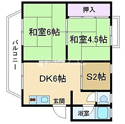 翠香園コーポ百合 2DKの間取図画像