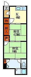 白井文化 2Kの間取図画像