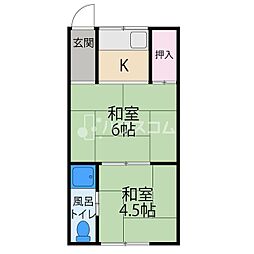 美保マンション 2Kの間取図画像