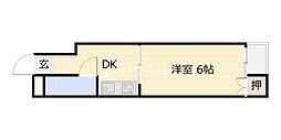 イーストパレス萱島 1Kの間取図画像