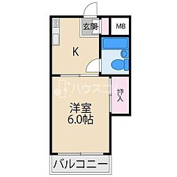 デーム香里ベータ 1Kの間取図画像