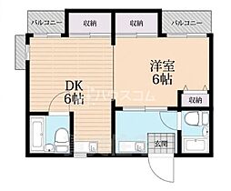 OMRESIDENCE萱島 1DKの間取図画像