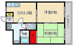 山本マンション 2DKの間取図画像