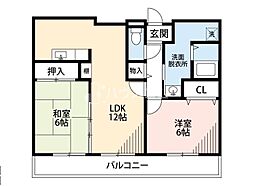 ハイツ香里ウエスト 2LDKの間取図画像