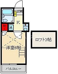 香里園第7マンション 1Kの間取図画像