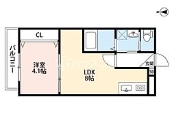 ESCALA四條畷 1LDKの間取図画像