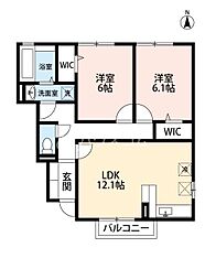 プリマベーラ 2LDKの間取図画像