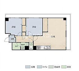 サニーヒル忍ケ丘 2LDKの間取図画像