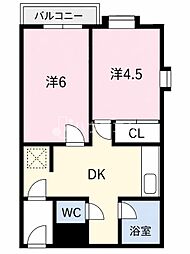 マンションウエストプラザ 2DKの間取図画像