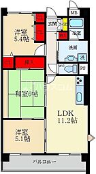 ラポール忍ケ丘 3LDKの間取図画像