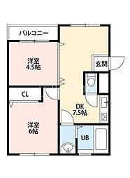 サトーピア香里園 2DKの間取図画像