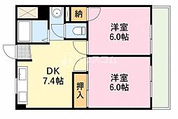 レジデンス東門真 2DKの間取図画像