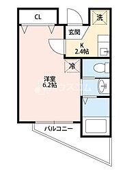 パークサイドハイツ 1Kの間取図画像