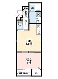 グレートヒルズ8番館 1LDKの間取図画像