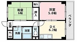 M'プラザ楠根弐番館 2DKの間取図画像