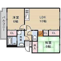 昇栄マンション2 2LDKの間取図画像