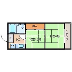 第2シャトー森岡 2Kの間取図画像
