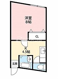 ヴィラナリー大和田 1Kの間取図画像