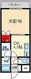 ユーベル1 1DKの間取図画像