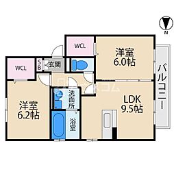 アムール 2DKの間取図画像