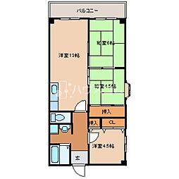 コスモス・ハイツ 3LDKの間取図画像