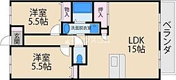 グレースコート香里園 2LDKの間取図画像