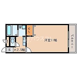 アンプルールモンターニュ 1Kの間取図画像