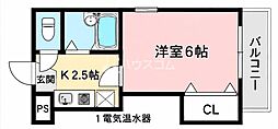 スタジオM 1Kの間取図画像