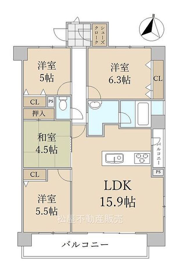 サーパス豊橋汐田(4LDK) 3階の間取り