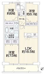 ピュアライフ草間3 3LDKの間取図画像