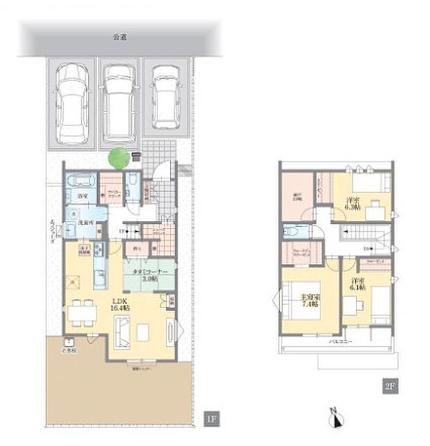3SLDK+畳コーナー3帖+ファミリークローク