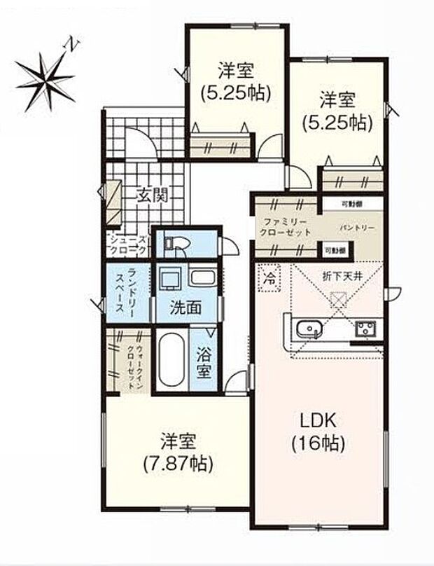 3LDK+ランドリースペース ※図面と現況に相違ある場合には現況優先とします。