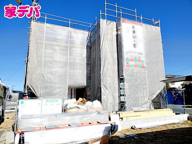 上棟しました。ご見学希望のお客様につきましては同型同仕様の物件にご案内いたします