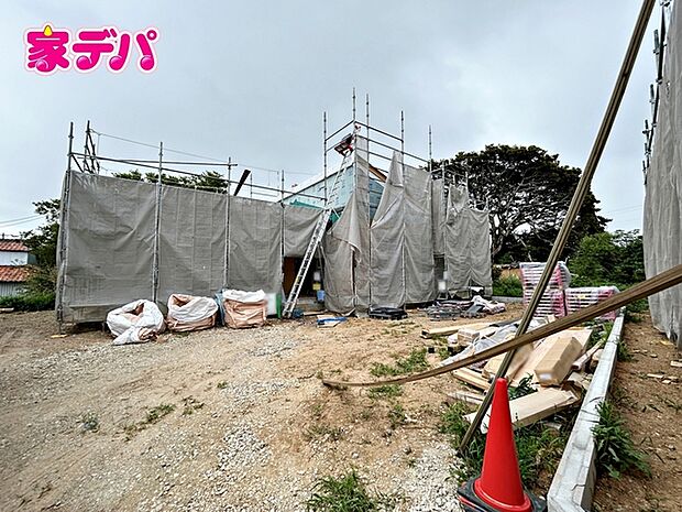 【3号棟】上棟しました！ ・平屋建て住宅 ・長期優良住宅 ・4LDK ・LDK19帖、隣接洋室4.5帖 ・全居室収納完備 ・パントリー ・駐車場3台可