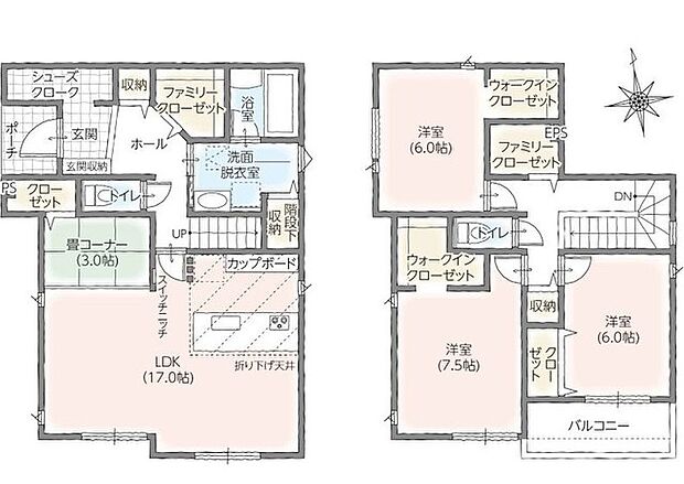 3LDK+タタミコーナー3帖※図面と現況に相違ある場合には現況優先とします。