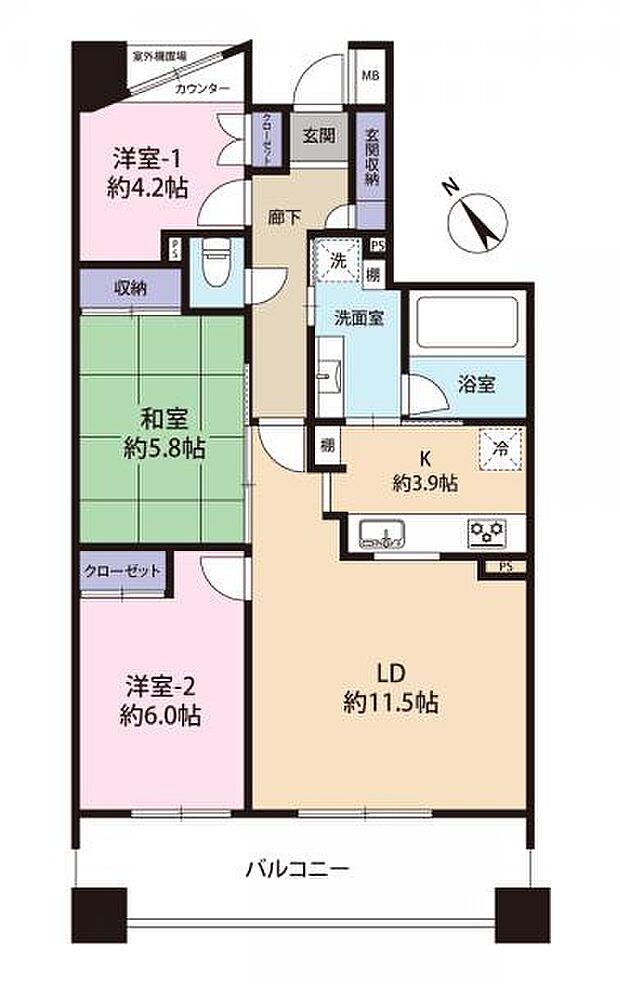 ミサワホームズ永山(3LDK) 3階の間取り