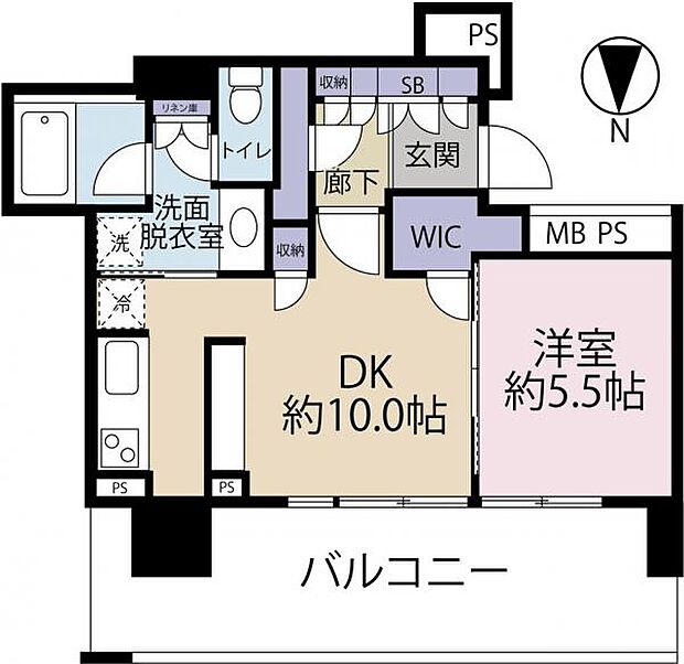 ザ・パークハウス中野タワー(1LDK) 16階の間取り