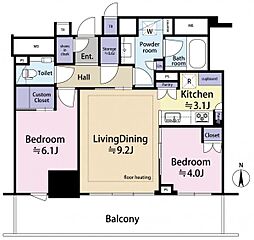ブリリアタワー池袋West 2LDKの間取図画像