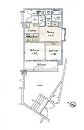 エクセルシオール高田馬場 2DKの間取り