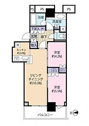 ベイクレストタワー 2LDKの間取図画像