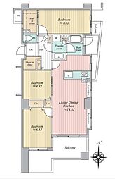 サンクタスデュオ下落合コートB 3LDKの間取図画像