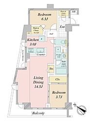 デュフレ渋谷本町 2LDKの間取図画像