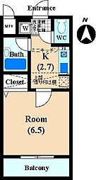ヴィラ多摩川 1Kの間取図画像