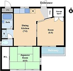 メゾン・ドゥ・ボナール 2DKの間取図画像