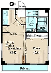 ローズマンション 1LDKの間取図画像