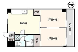 アシスト第3福井マンションII 1階2DKの間取り