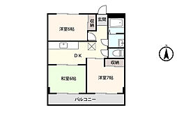 アシスト第2富山マンション 207 2階3DKの間取り