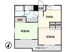 アシスト長野マンション5　II号棟 3階2DKの間取り