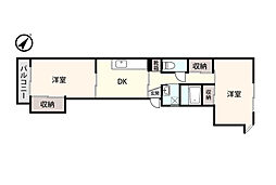 アシスト第8秋田マンション 2DKの間取図画像