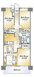 六甲桜丘ハイツ 3LDKの間取図画像
